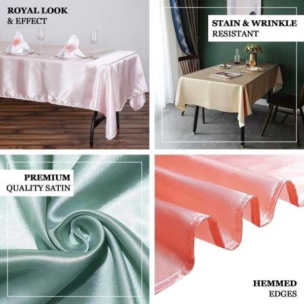 Satin |  60″x102″ Sage Green Seamless Smooth Satin Rectangular Tablecloth