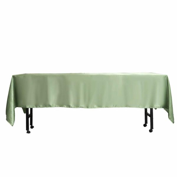 Satin |  60″x102″ Sage Green Seamless Smooth Satin Rectangular Tablecloth