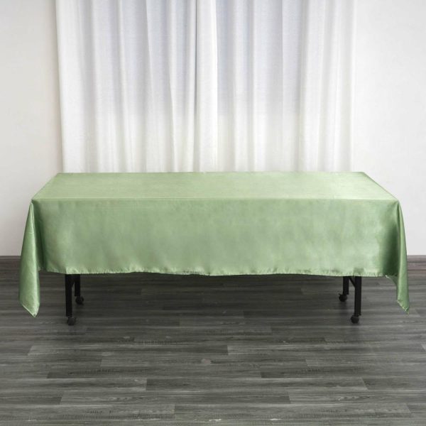 Satin |  60″x102″ Sage Green Seamless Smooth Satin Rectangular Tablecloth