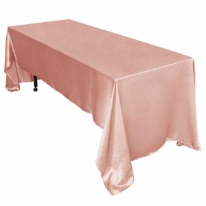 Satin |  60″x126″ Dusty Rose Seamless Satin Rectangular Tablecloth