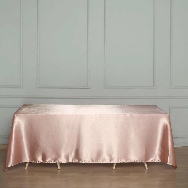 Satin |  60″x126″ Dusty Rose Seamless Satin Rectangular Tablecloth