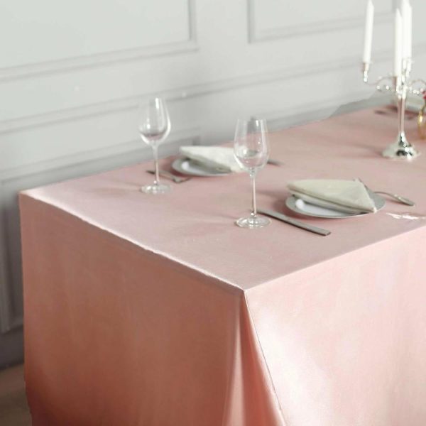 Satin |  60″x126″ Dusty Rose Seamless Satin Rectangular Tablecloth