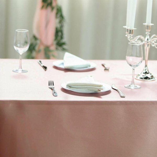 Satin |  60″x126″ Dusty Rose Seamless Satin Rectangular Tablecloth