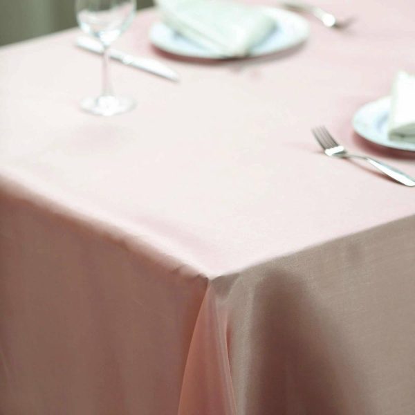 Satin |  60″x126″ Dusty Rose Seamless Satin Rectangular Tablecloth