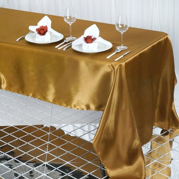 Satin |  60″x126″ Gold Seamless Satin Rectangular Tablecloth