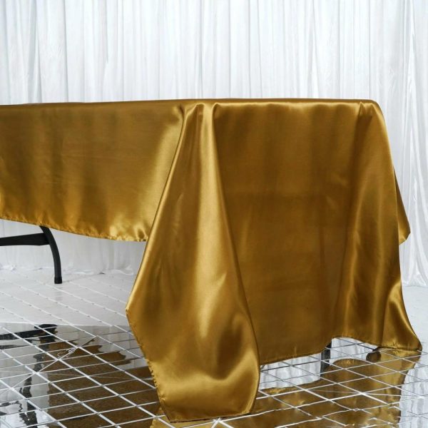 Satin |  60″x126″ Gold Seamless Satin Rectangular Tablecloth