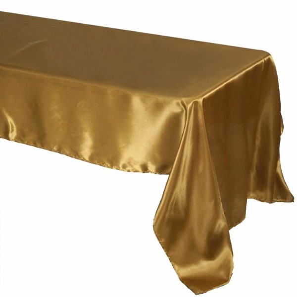 Satin |  60″x126″ Gold Seamless Satin Rectangular Tablecloth