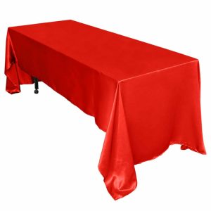 Satin |  60″x126″ Red Seamless Satin Rectangular Tablecloth