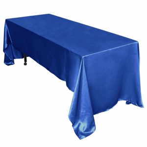 Satin |  60″x126″ Royal Blue Seamless Satin Rectangular Tablecloth