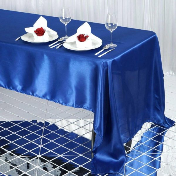 Satin |  60″x126″ Royal Blue Seamless Satin Rectangular Tablecloth