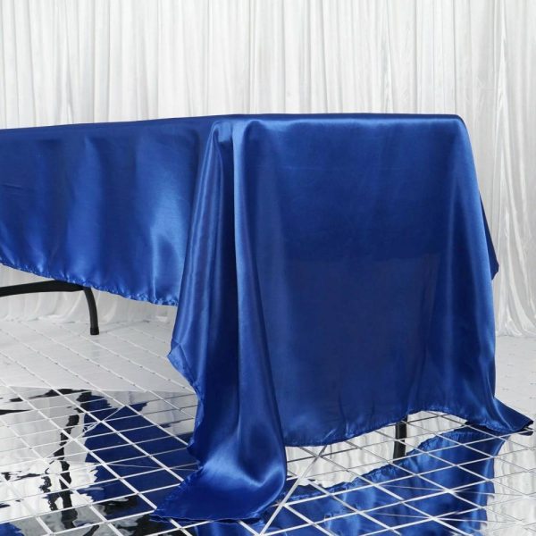 Satin |  60″x126″ Royal Blue Seamless Satin Rectangular Tablecloth