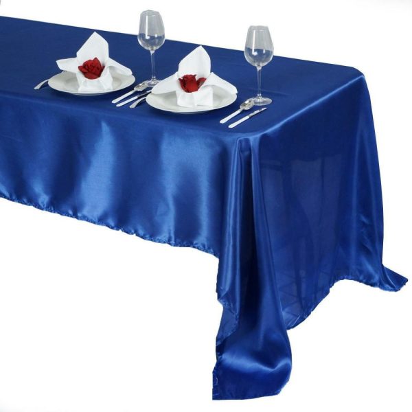 Satin |  60″x126″ Royal Blue Seamless Satin Rectangular Tablecloth