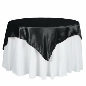 Satin |  60″x60″ Black Square Smooth Satin Table Overlay