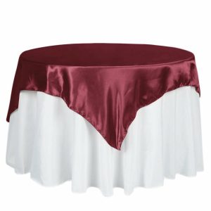 Satin |  60″x60″ Burgundy Square Smooth Satin Table Overlay