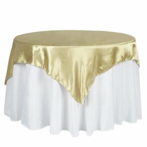 Satin |  60″x60″ Champagne Square Smooth Satin Table Overlay