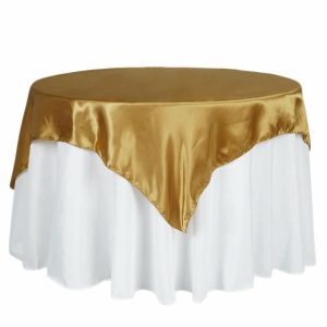 Satin |  60″x60″ Gold Square Smooth Satin Table Overlay