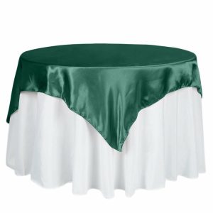 Satin |  60″x60″ Hunter Emerald Green Square Smooth Satin Table Overlay