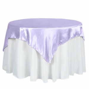 Satin |  60″x60″ Lavender Lilac Square Smooth Satin Table Overlay