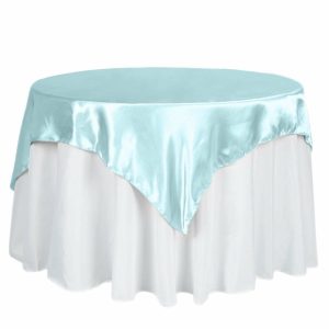 Satin |  60″x60″ Light Blue Square Smooth Satin Table Overlay