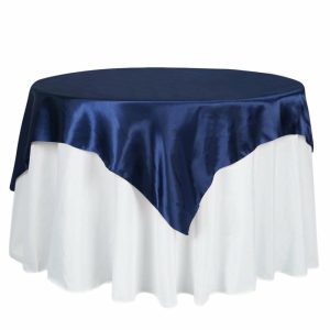 Satin |  60″x60″ Navy Blue Square Smooth Satin Table Overlay