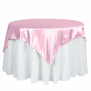 Satin |  60″x60″ Pink Square Smooth Satin Table Overlay