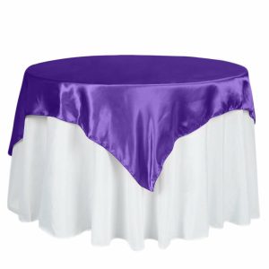 Satin |  60″x60″ Purple Square Smooth Satin Table Overlay