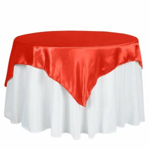 Satin |  60″x60″ Red Square Smooth Satin Table Overlay