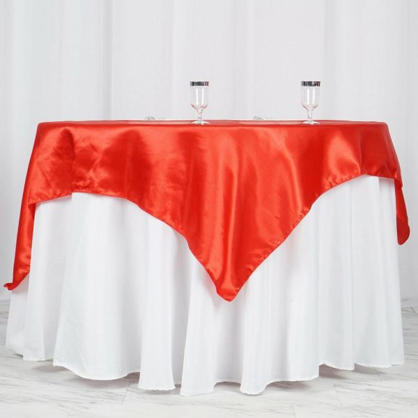 Satin |  60″x60″ Red Square Smooth Satin Table Overlay