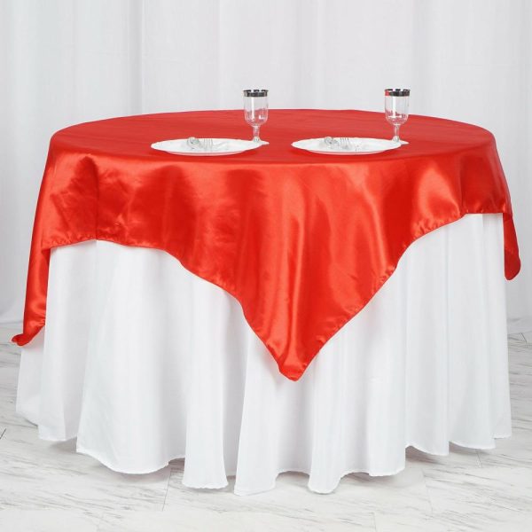 Satin |  60″x60″ Red Square Smooth Satin Table Overlay