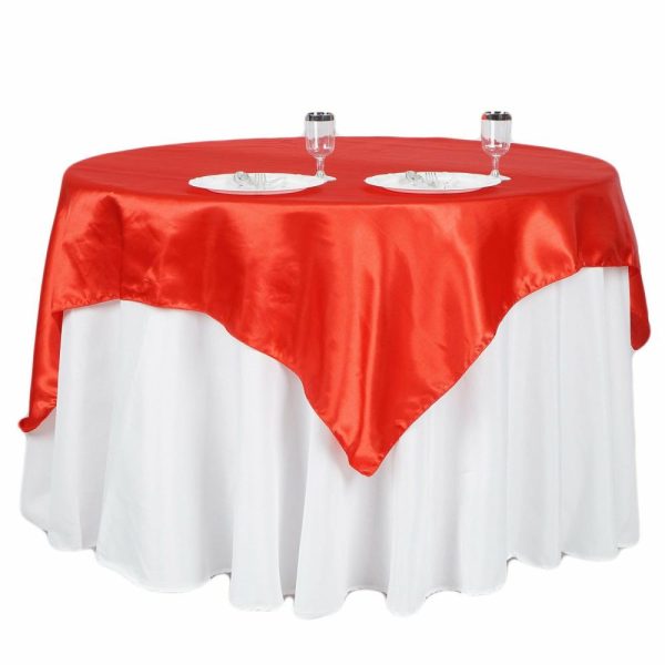 Satin |  60″x60″ Red Square Smooth Satin Table Overlay