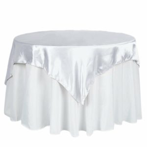 Satin |  60″x60″ White Square Smooth Satin Table Overlay