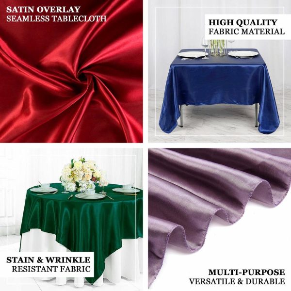 Satin |  72″ x 72″ Black Seamless Satin Square Tablecloth Overlay