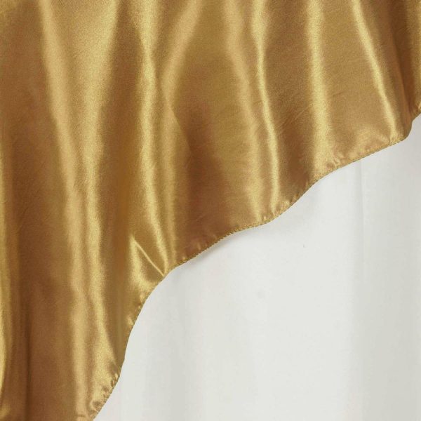 Satin |  72″ x 72″ Gold Seamless Satin Square Tablecloth Overlay