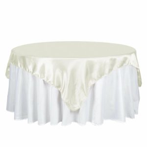 Satin |  72″ x 72″ Ivory Seamless Satin Square Tablecloth Overlay