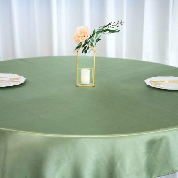 Satin |  72″ x 72″ Sage Green Seamless Satin Square Tablecloth Overlay