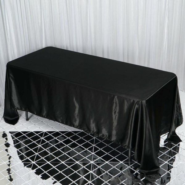 Satin |  72″x120″ Black Seamless Satin Rectangular Tablecloth