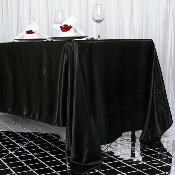 Satin |  72″x120″ Black Seamless Satin Rectangular Tablecloth