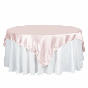 Satin |  72″x72″ Blush Seamless Satin Square Tablecloth Overlay