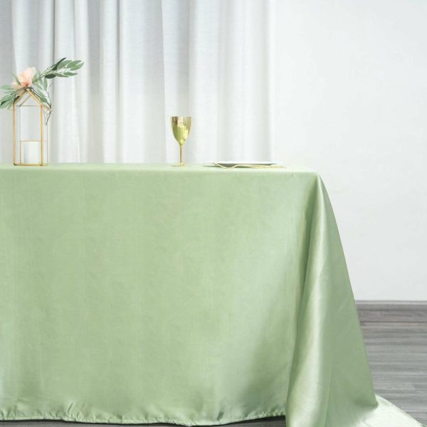 Satin |  90″x132″ Sage Green Satin Seamless Rectangular Tablecloth for 6 Foot Table With Floor-Length Drop