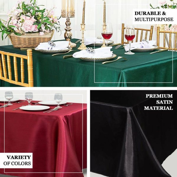 Satin |  90″x156″ Black Seamless Satin Rectangular Tablecloth for 8 Foot Table With Floor-Length Drop