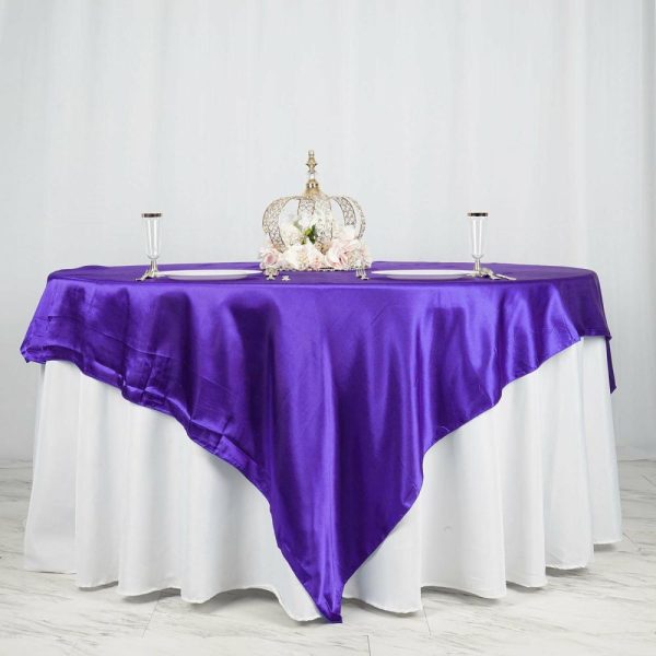 Satin |  90″x90″ Purple Seamless Satin Square Table Overlay