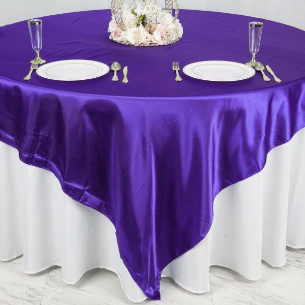 Satin |  90″x90″ Purple Seamless Satin Square Table Overlay