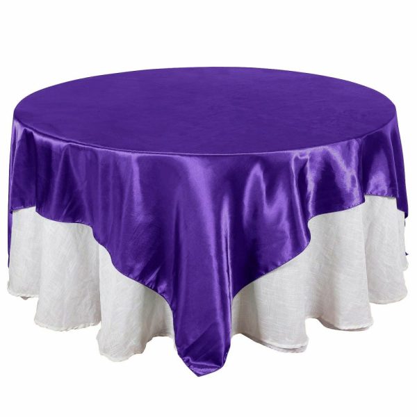 Satin |  90″x90″ Purple Seamless Satin Square Table Overlay