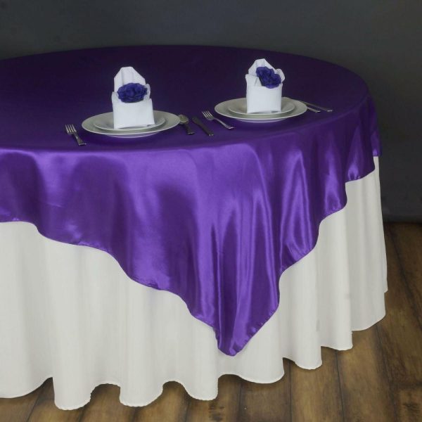 Satin |  90″x90″ Purple Seamless Satin Square Table Overlay