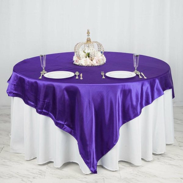 Satin |  90″x90″ Purple Seamless Satin Square Table Overlay