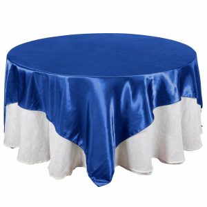 Satin |  90″x90″ Royal Blue Seamless Satin Square Table Overlay