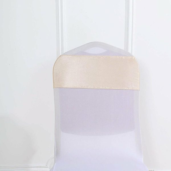 Satin Sashes |  5 Pack 6″x106″ Beige Satin Chair Sashes