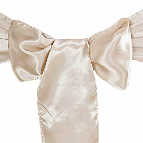 Satin Sashes |  5 Pack 6″x106″ Beige Satin Chair Sashes