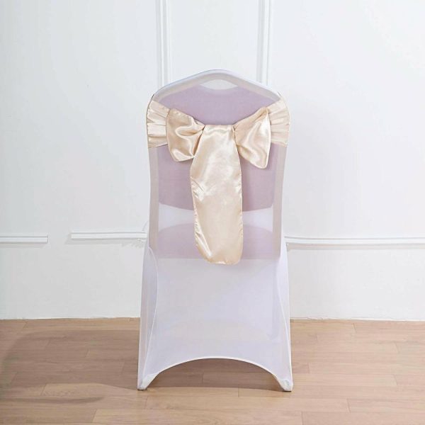 Satin Sashes |  5 Pack 6″x106″ Beige Satin Chair Sashes