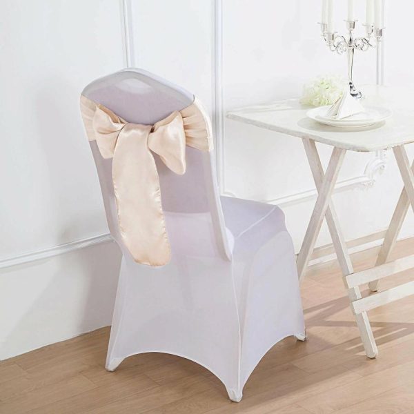 Satin Sashes |  5 Pack 6″x106″ Beige Satin Chair Sashes